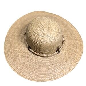 Liz Claiborne Straw Sun Hat Wide Brim Natural Beach Garden Summer Hat